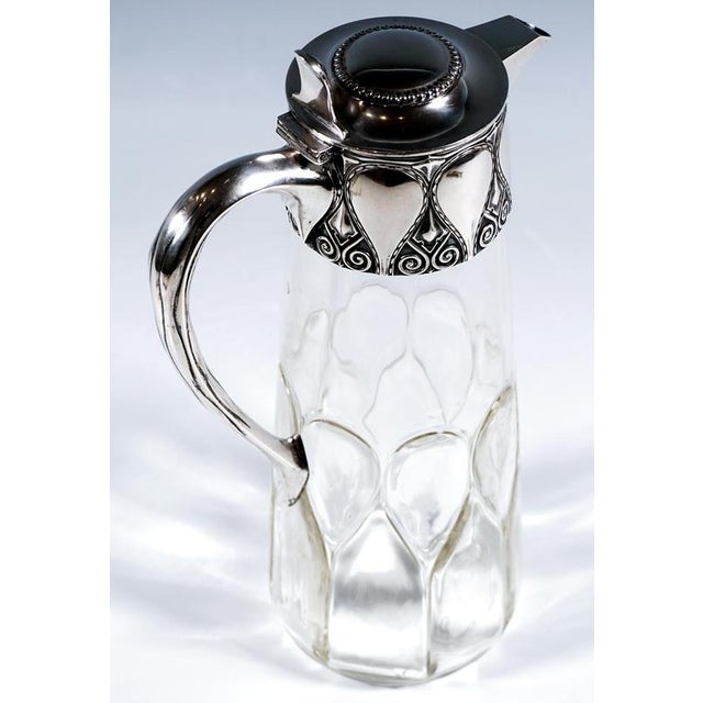 Art Nouveau Carafe Cut Glass Decanter with Silver Mount from Koch & Bergfeld, 1890s For Sale - Image 6 of 9