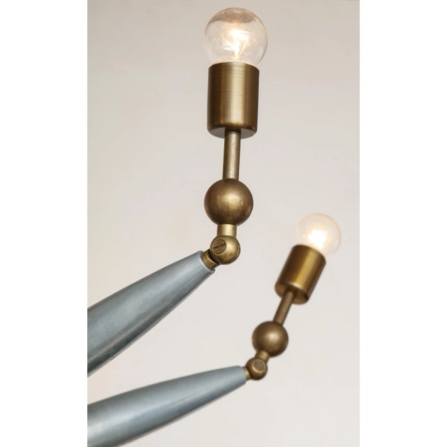 Mid-Century Italian Articulated Chrome and Brass Chandelier For Sale - Image 10 of 11