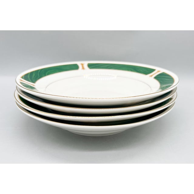 Bernardaud Set of 4 Majesty Fine China "Malachite" Rim Soup Bowls – Hollywood Regency / Neoclassical For Sale - Image 4 of 14