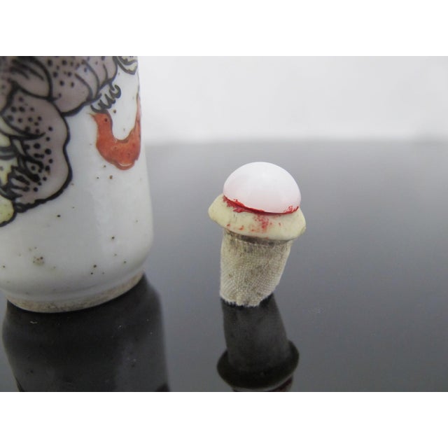 Chinese Porcelain Enameled Lion Foo Dog With Unraveling Ball Snuff Bottle For Sale - Image 9 of 10