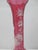 Glass Mary Gregory Czech Red Glass Painted Enamel Boy With Bird Skinny Bud Vase For Sale - Image 7 of 10
