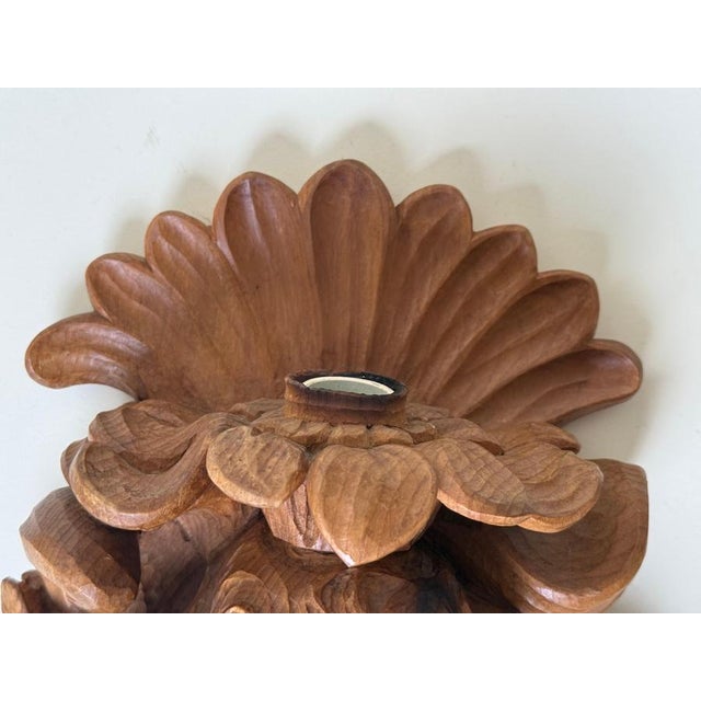 European Alpine Baroque Style Hand-Carved Cherub Wall Sconces in Spruce, 1970, Set of 2 For Sale - Image 13 of 18