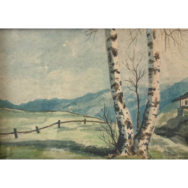 Mid 20th Century Small Framed Watercolor Rural Landscape Painting For Sale - Image 5 of 9