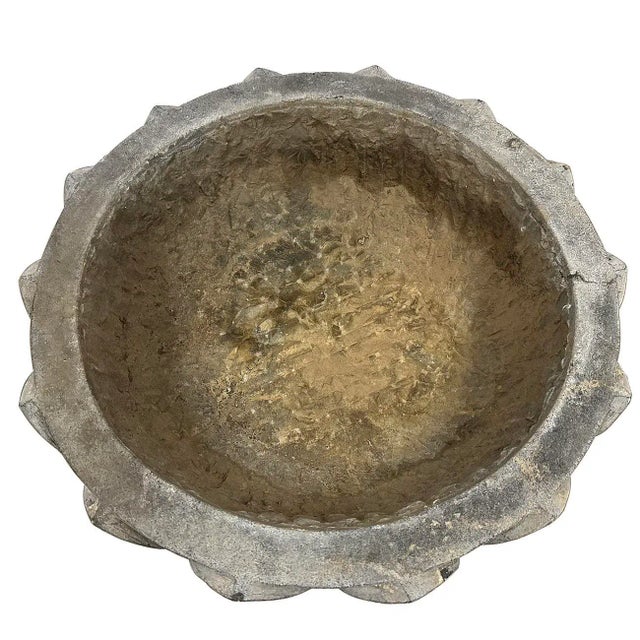 Vintage Chinese Hand Chiseled Stone Planter For Sale - Image 4 of 9