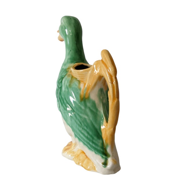 Mid-Century Modern Vintage Colorful Hand Painted Majolica Duck Pitcher For Sale - Image 3 of 8