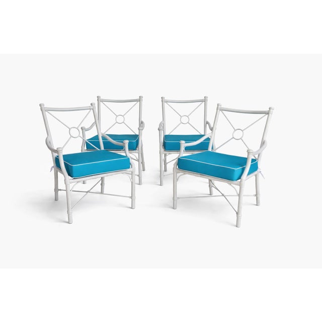 Vintage Palm Beach Chic Target X Back Aluminum Armchairs - Set of 4 For Sale - Image 15 of 15