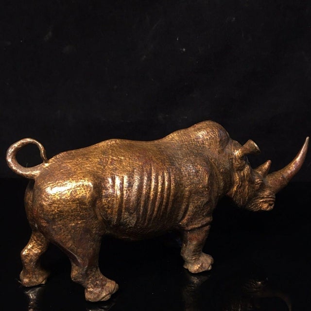 Late 19th Century Gilt Bronze Rhinoceros Statue, 1.1kg For Sale In Los Angeles - Image 6 of 9