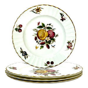 1960's Royal Worcester Bone China Delecta Ribbed Warmstry Salad Plates - Set of Four