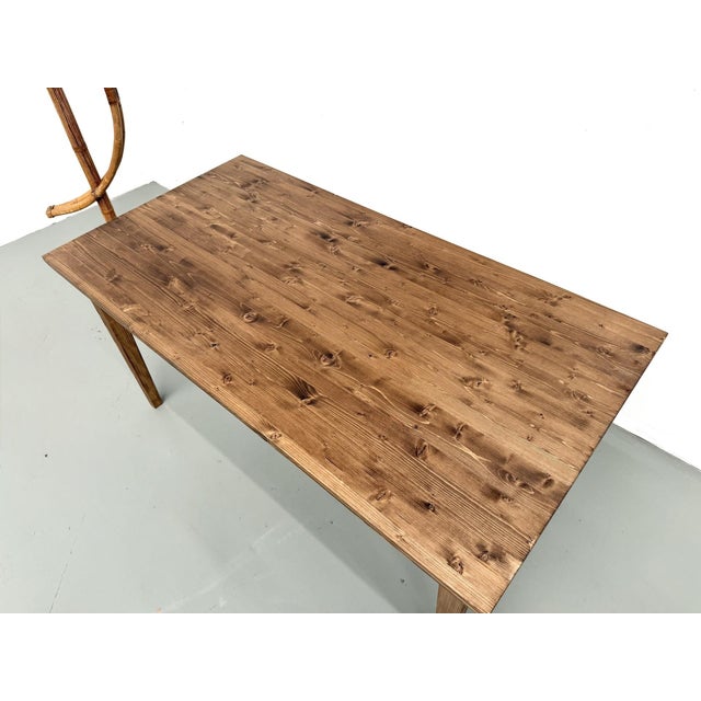 Wood Small Vintage Farmhouse Table with Tapered Legs in Pine, 2010s For Sale - Image 7 of 15