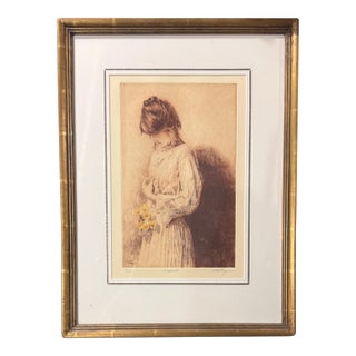 Vintage Gold Framed s.m. Thompson Keepsake Limited Edition 3/75 Portrait Print For Sale
