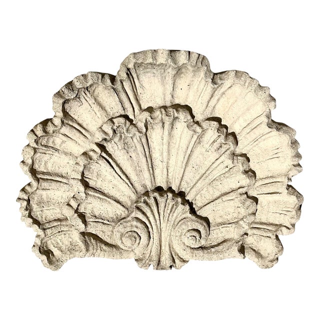Vintage Concrete Shell Wall Plaque For Sale