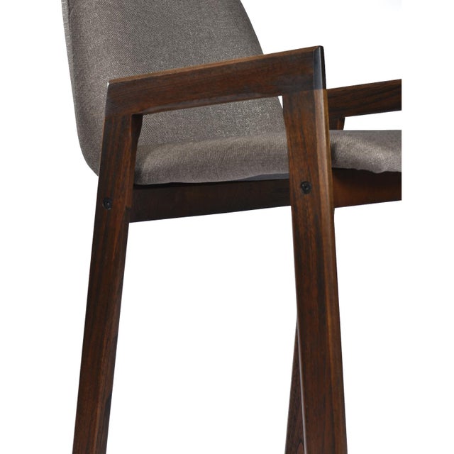 Pair Danish Walnut Colored Teak Upholstered Counter Height Barstools With Backs For Sale - Image 6 of 11