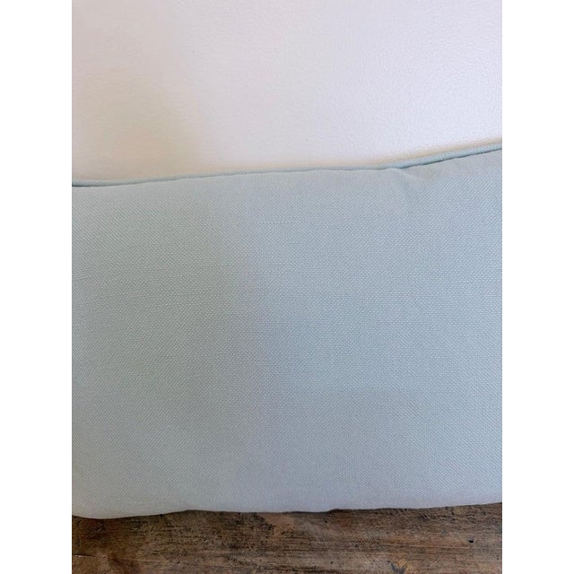 Early 21st Century Custom Aquamarine & Gold Fortuny Lumbar Pillows For Sale - Image 5 of 12
