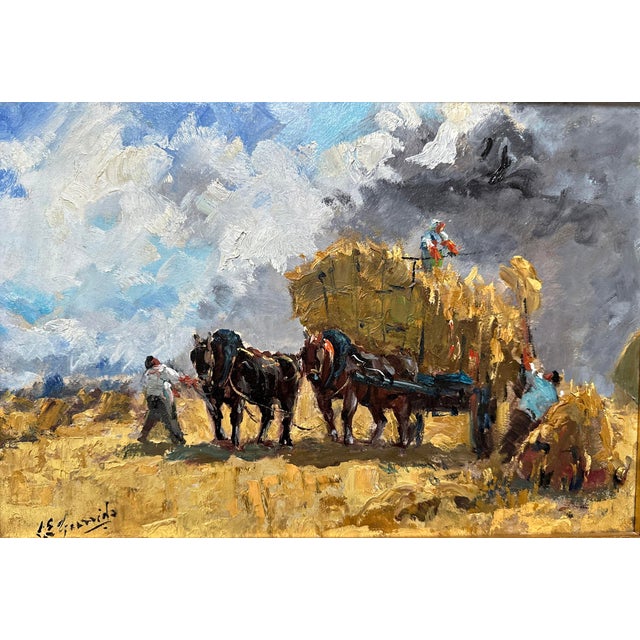 Louis Édouardo Garrido La Varenne Saint-Maur 1893 - 1982 Caen Hay Harvest Oil on panel Signed lower left Size: 24 x 35 cm...