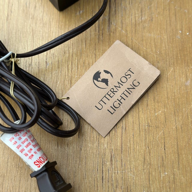 Vintage Uttermost Wrought Iron Table Lamp With Rattan Shade For Sale - Image 12 of 12