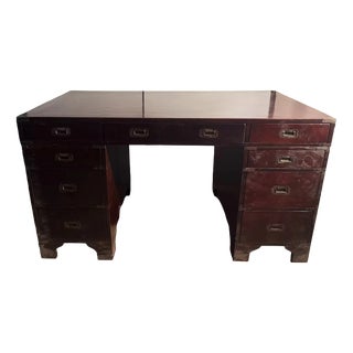 Colonial Mahogany Desk with Brass Fittings, 1990s For Sale