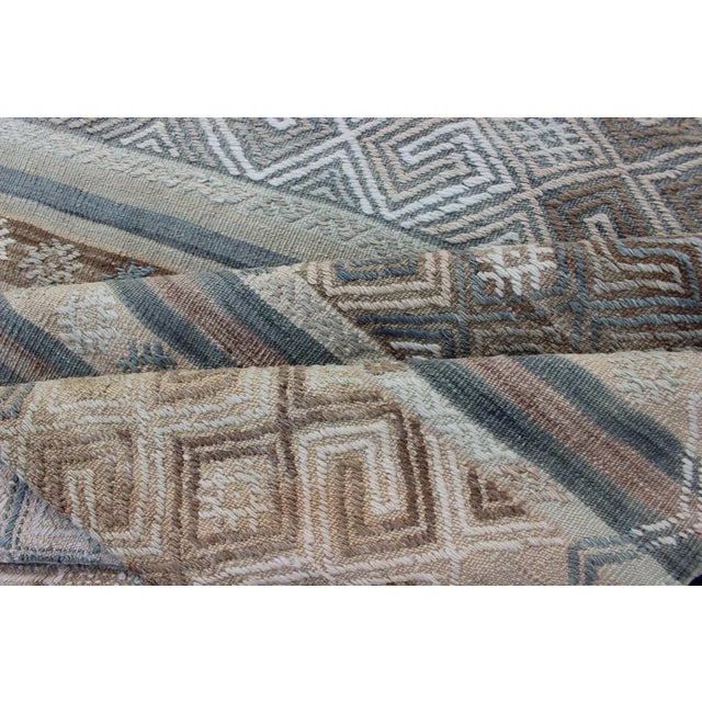 Striped Hand Woven Turkish Vintage Kilim With Geometric Designs For Sale - Image 10 of 12