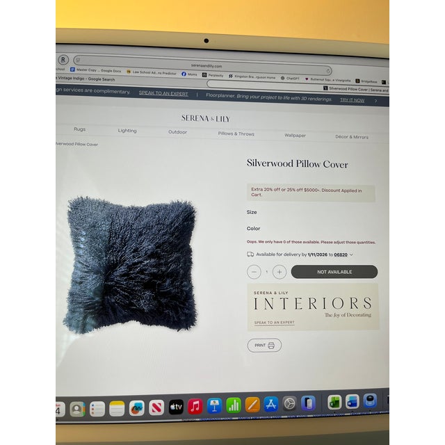 2020s Serena & Lily Silverwood Pillow Cover 20” X 20” Blue Vintage Indigo New With Tag For Sale - Image 5 of 10
