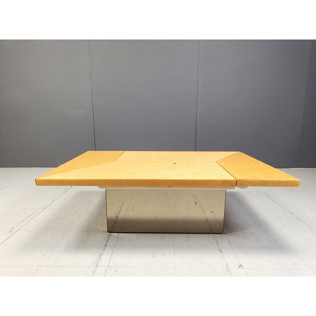 Wood Ash Wood Hidden Bar Coffee Table by Paul Michel, 1970s For Sale - Image 7 of 10