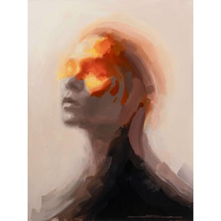 Ignite by Josh Sorrell | Oil on panel Abstract portrait with fiery colors around the face. For Sale
