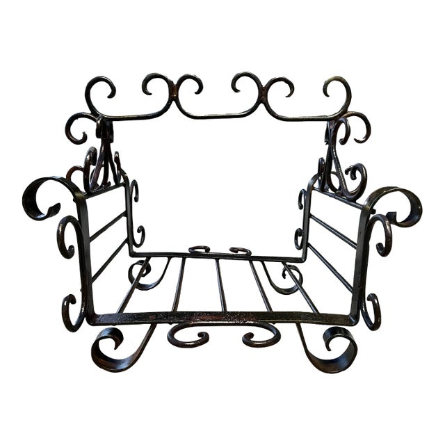 Antique French Wrought Iron Firewood Holder For Sale