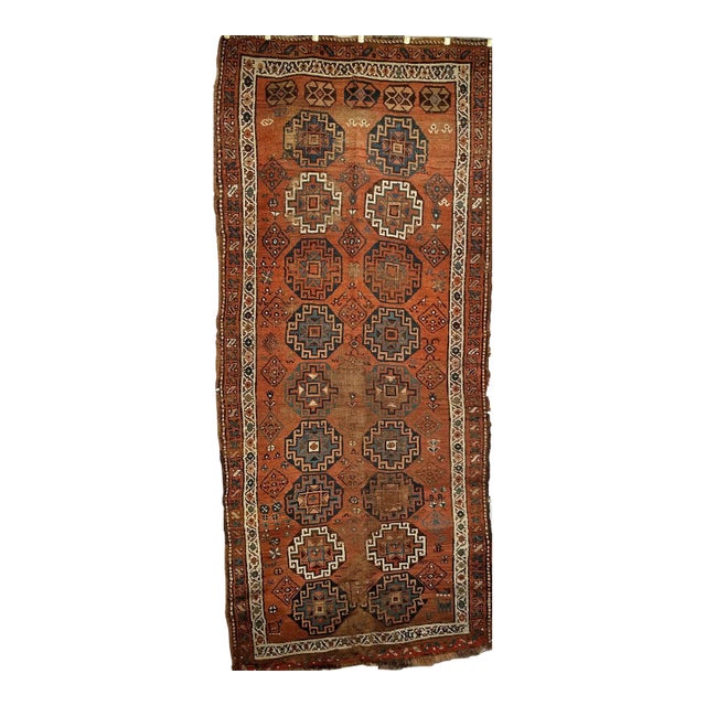 Antique Kazak Area Rug, Handwoven Wool Geometric Design, 1890s, 4' x 8' For Sale