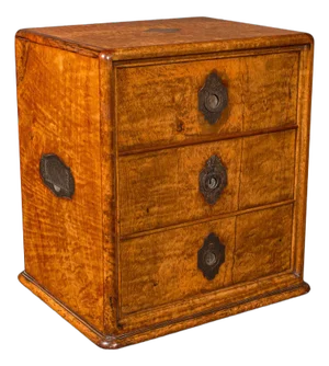 Antique Regency 3 Drawer English Desktop Collector Case, Satinwood Cigar Humidor
