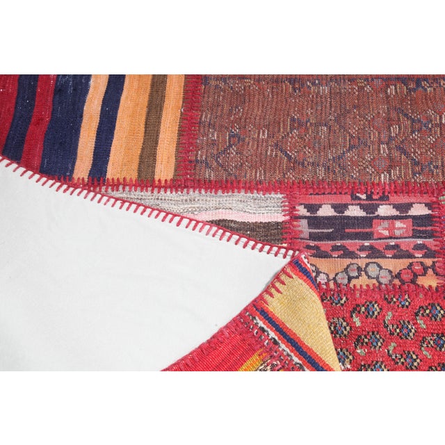Vintage Handwoven Kilim Patchwork Rug & Kilim for Floor – 5' 3'' X 6' 11'' For Sale - Image 4 of 12