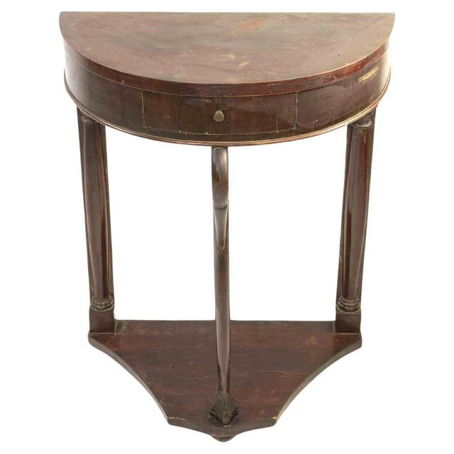 Wood Vintage Semi-Round Empire Style Mahogany Console Table, Italy For Sale - Image 7 of 7