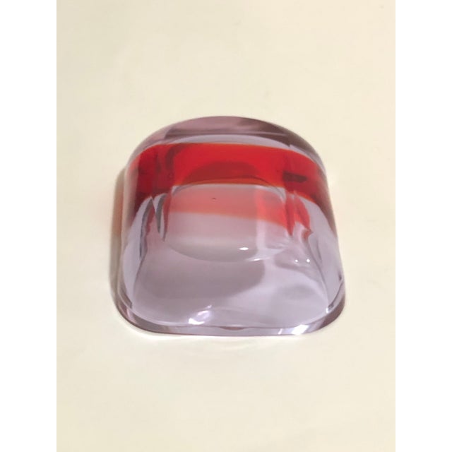 Vintage Murano Sommerso Geode Small Bowl in Alexandrite Glass Thick glass with beveled edges Irregular square shaped bowl...