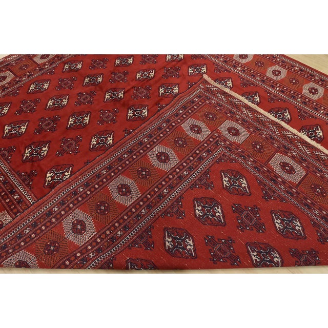 Turkmen Rug 10’1” X 12’6” Red Wool Vintage Tribal Hand-Knoted Carpet For Sale - Image 13 of 14