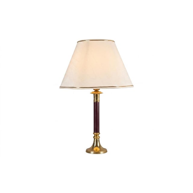 Vintage Brass Table Lamp with Burgundy Column, 1950s For Sale - Image 11 of 11
