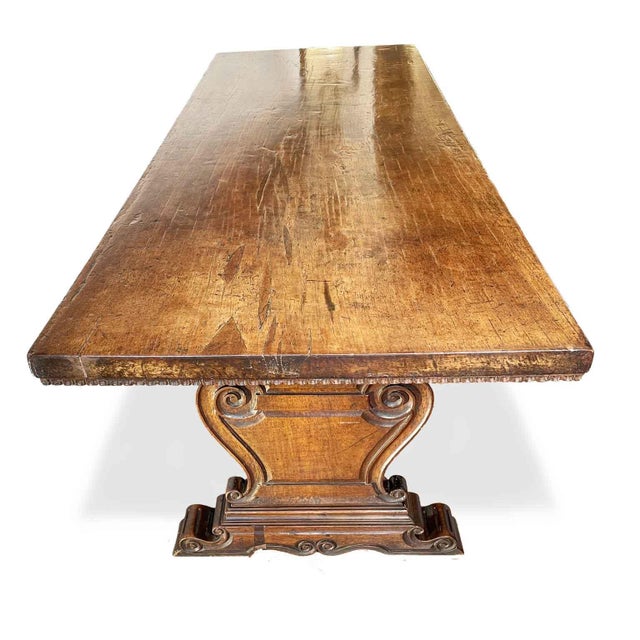 Walnut Dining Table with Drawers For Sale - Image 3 of 10