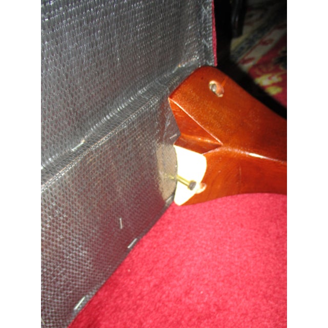 Vintage Queen Ann Ottoman Red Velvet Tufted Entryway / End of Bed Couch Settee For Sale - Image 9 of 10