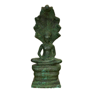 Khmer Bronze Naga Enthroned Buddha, 13th Century, Bayon Period