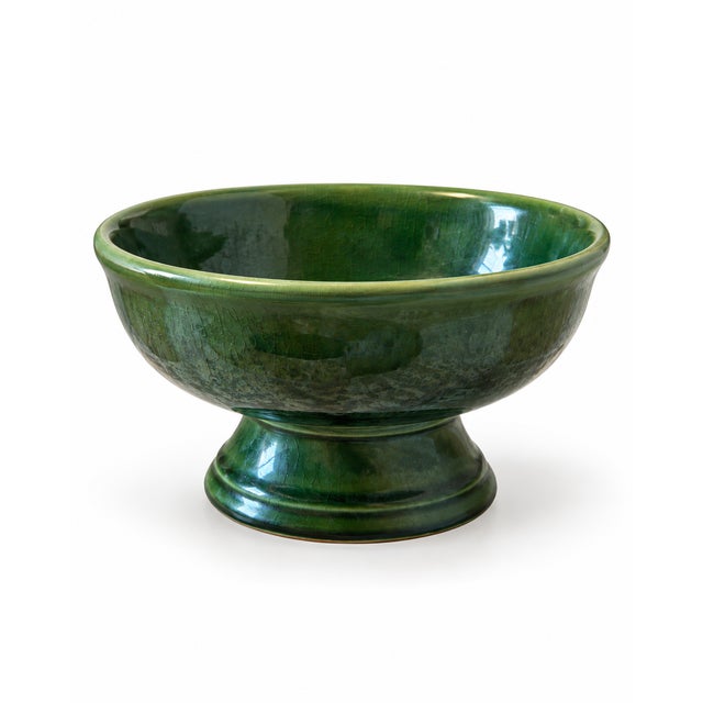 A wonderfully decorative vintage ceramic fruit centerpiece featuring a generous pedestal bowl filled with an abundant...
