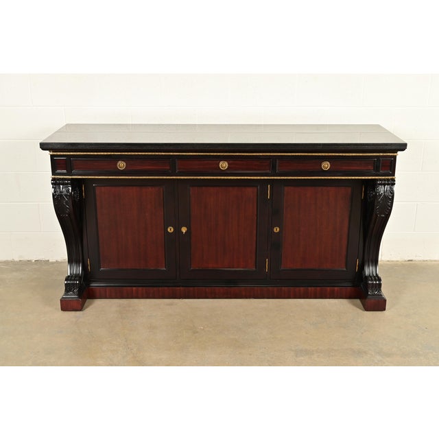 A gorgeous French Empire or Neoclassical style sideboard, credenza, or bar cabinet By Theodore Alexander for Ralph Lauren...