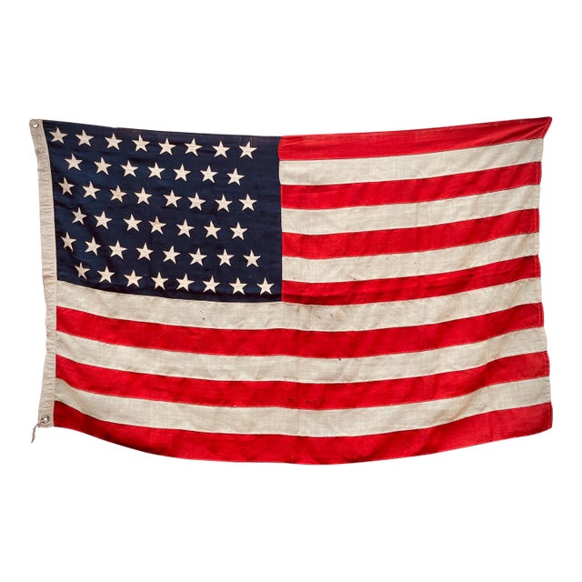 Rare Antique American Flag 46 Stars Circa 1908 All Sewn Wool Hard to Find Size 3x5 For Sale