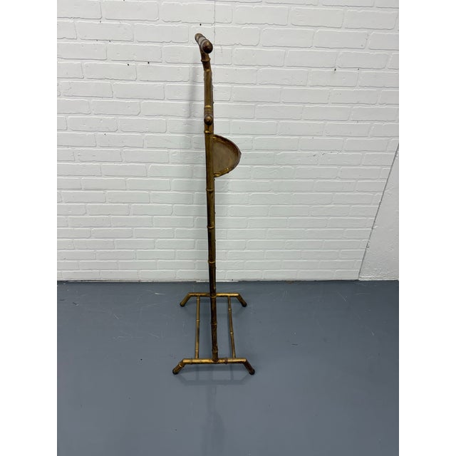 Vintage Hollywood Regency Gold Metal Faux Bamboo Valet Rack Made in Italy.