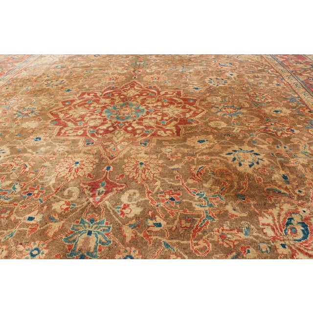 Textile 1950s Semi Antique Mahal Rug - 9′10″ × 12′10″ For Sale - Image 7 of 9