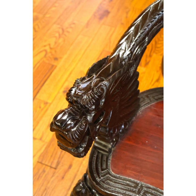 Black Antique Late 19th Century Meiji Japanese Dragon Carved Chair For Sale - Image 8 of 10