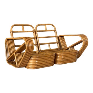 Vintage Refinished Six Strand Stacked Paul Frankl Loveseat For Sale