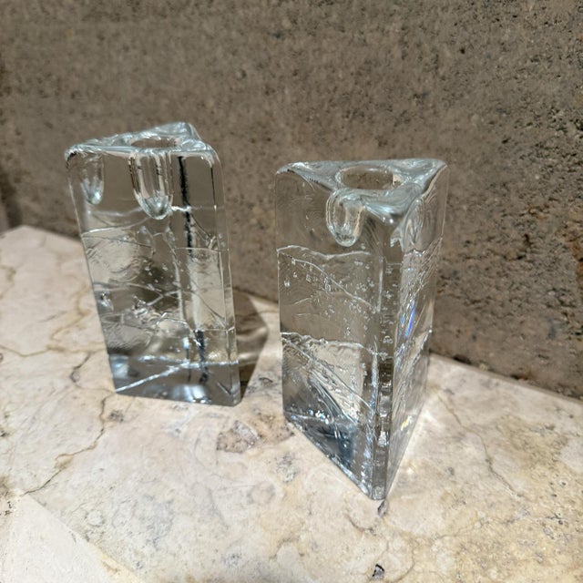 Iittala 1970s Iittala Arkipelago Ice Block Candle Holders Timo Sarpaneva Finland For Sale - Image 4 of 6