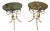 Antique Italian Gilt Metal and Verde Marble Tassel Side Tables, 1920, Set of 2 For Sale