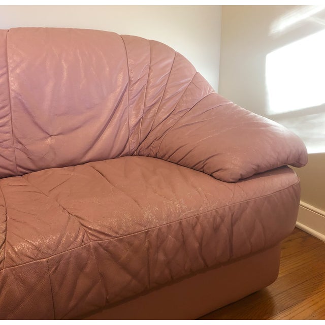 1980s Dusty Pink Leather Salotti Natuzzi Loveseat Sofa Chairish