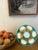 French majolica oyster plate with six wells surrounded by seaweed. A sauce well for lemon wedges is at the center. Stamped...