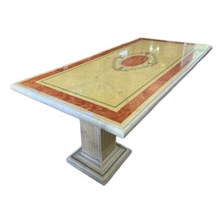 Marble Dining Table with Column Bases, 1970s For Sale