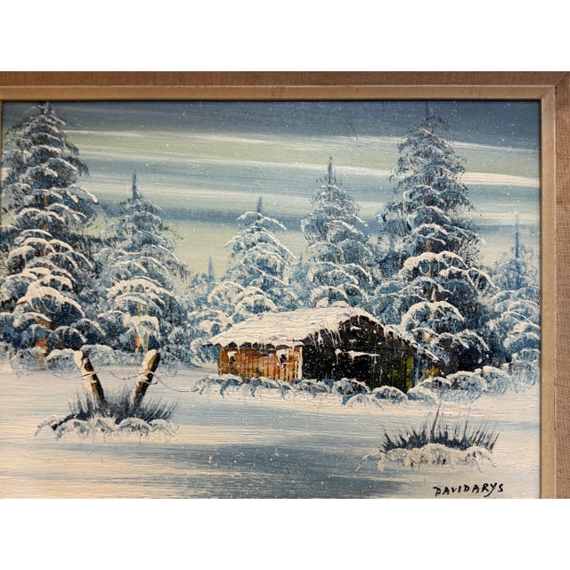 50's Vintage Winter Landscape Oil on Canvas For Sale - Image 9 of 9