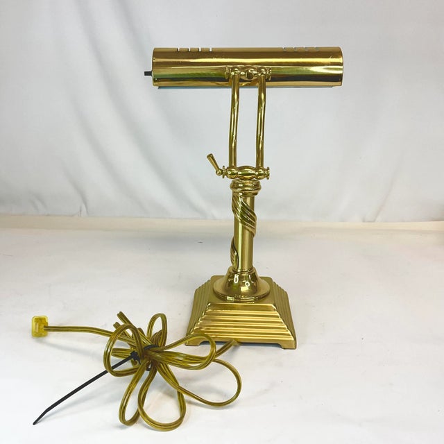 1970s 1970s Vintage Art Deco Brass Piano-Bankers Desk Lamp With Pyramid Base For Sale - Image 5 of 7