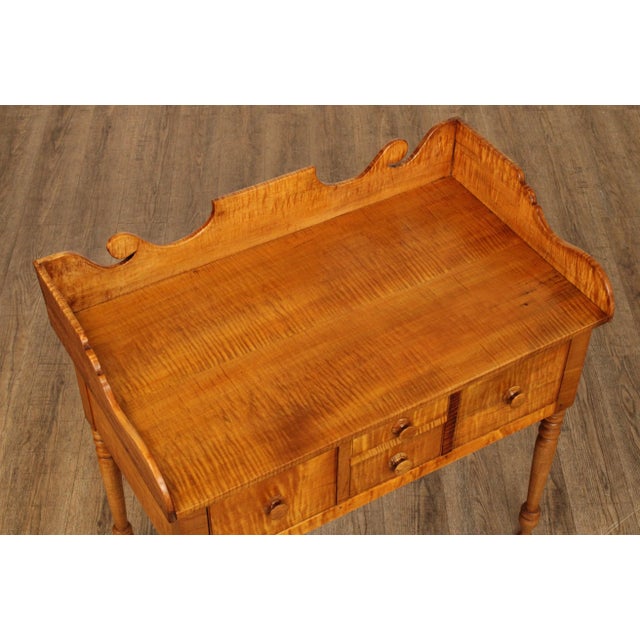 Mid 20th Century J. Courtney Custom Crafted Tiger Maple Sheraton Style Server For Sale - Image 5 of 12